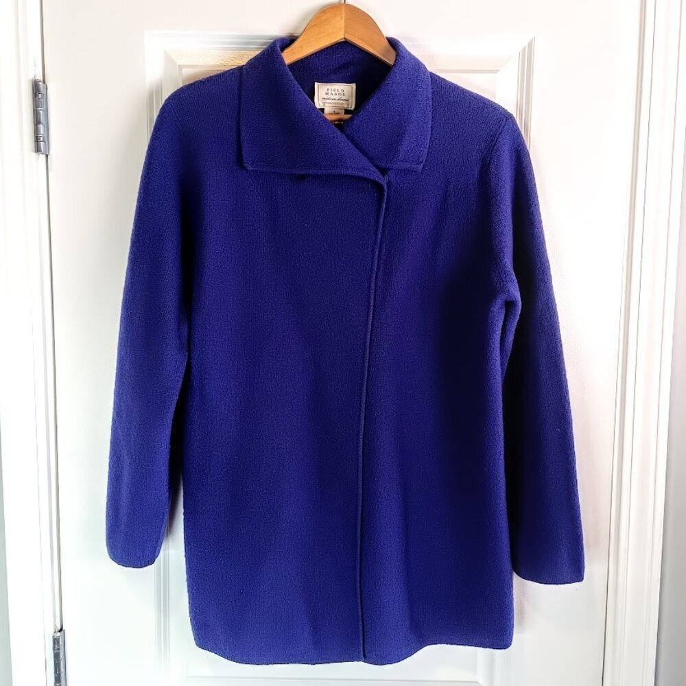 Vintage Field Manor Royal Blue Wool Cardigan Sweater